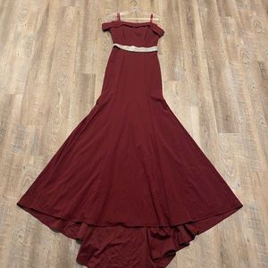 Maroon Formal Off The Shoulder Dress